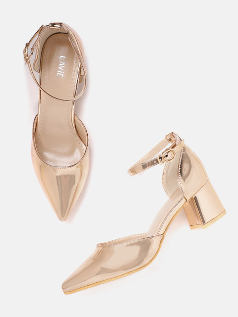 

Lavie Women Rose Gold-Toned Glossy Solid Pumps