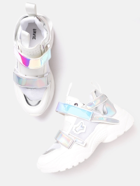 

Lavie Women Solid Flatform Sneakers with Iridescent Effect, White
