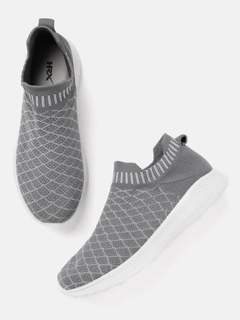 

HRX by Hrithik Roshan Women Grey Woven Design Walking Shoes