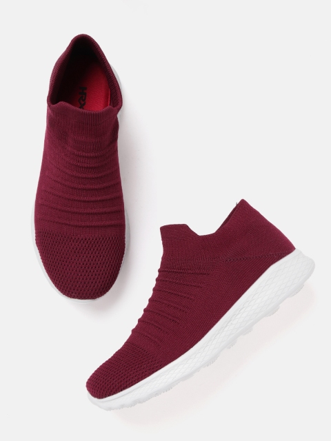 

HRX by Hrithik Roshan Women Maroon Woven Design Walking Shoes