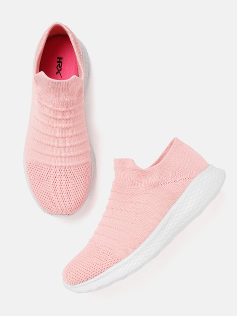 

HRX by Hrithik Roshan Women Coral Pink Woven Design Walking Shoes
