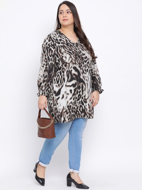 

Oxolloxo Women White & Black Printed Tunic