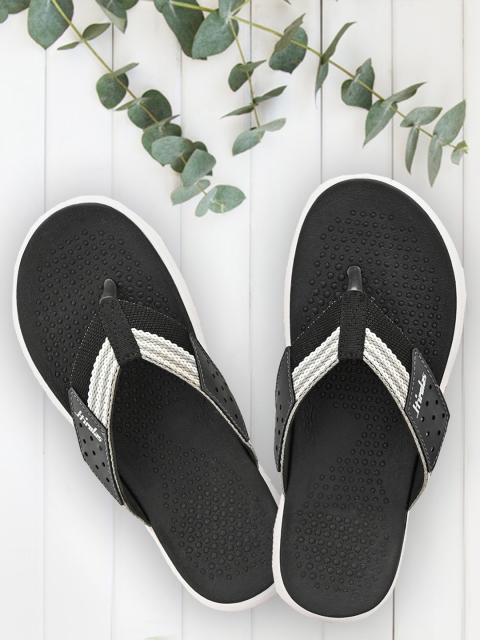 

HIROLAS Men Black & White Solid Thong Flip-Flops