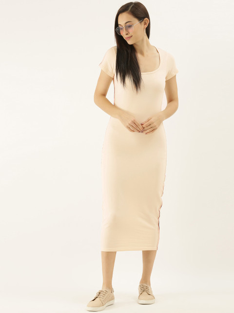 

Difference of Opinion Women Cream-Coloured Solid Bodycon Dress
