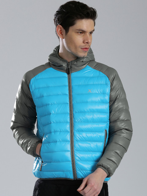 

HRX by Hrithik Roshan Blue & Grey Colourblock Puffer Jacket
