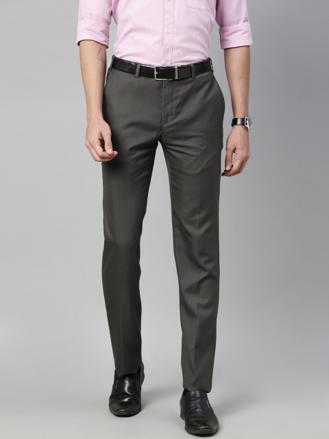 

Raymond Men Grey Slim Fit Checked Formal Trousers