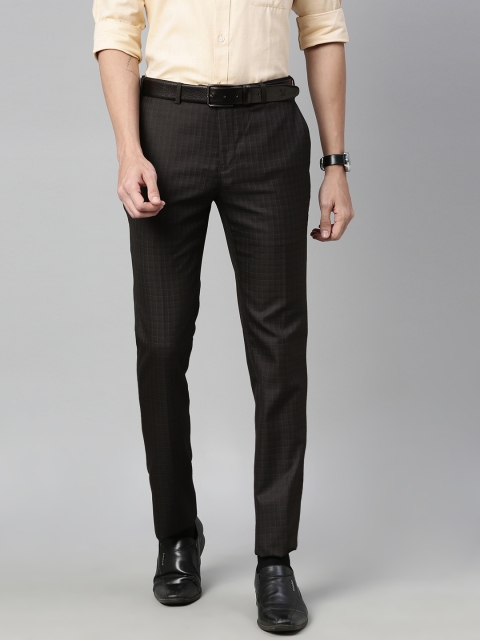 

Raymond Men Black Slim Fit Checked Formal Trousers