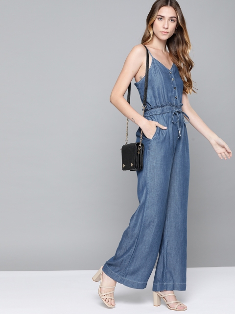

Chemistry Blue Solid Denim Jumpsuit