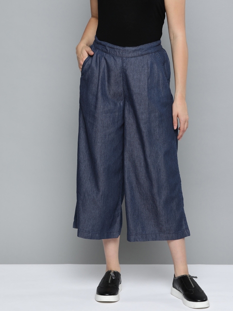 

Chemistry Women Navy Blue Solid Regular Fit Culottes