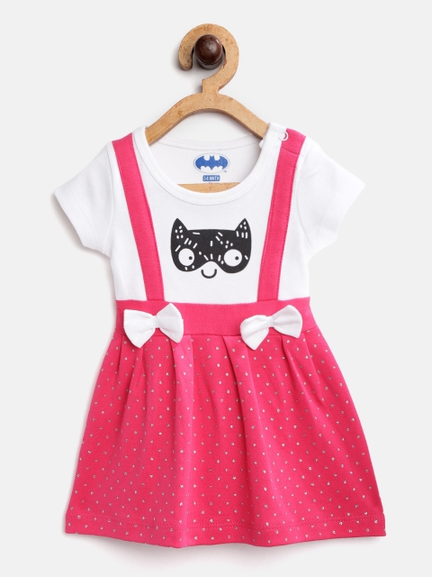 

Moms Love Infant Girls Pink & White Pure Cotton Printed A-Line Dress