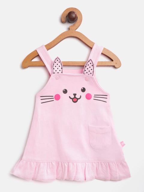 

Moms Love Girls Pink Pure Cotton Printed Pinafore Dress with Pocket