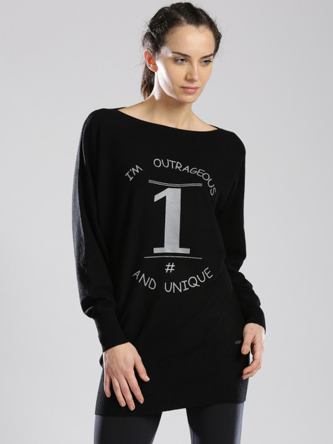 

HRX by Hrithik Roshan Black Printed Sweater