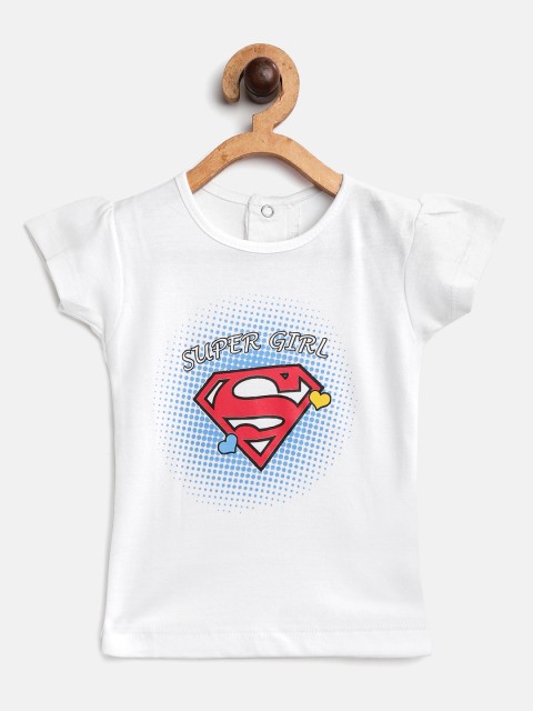 

Moms Love Girls White & Red Superman Print Flared Sleeves Pure Cotton Top