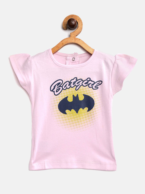 

Moms Love Pink & Navy Blue Batman Print Flared Sleeves Pure Cotton Top