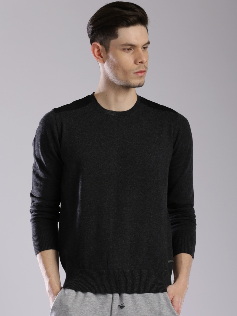 

HRX by Hrithik Roshan Men Charcoal Grey Solid Sweater
