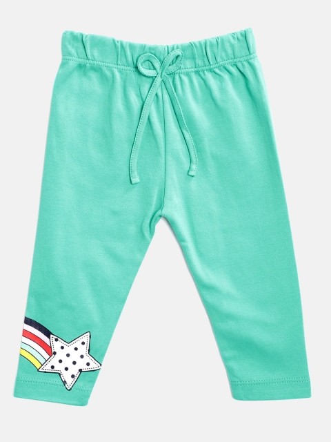 

Moms Love Infant Girls Sea Green Star Print Detail Pure Cotton Leggings