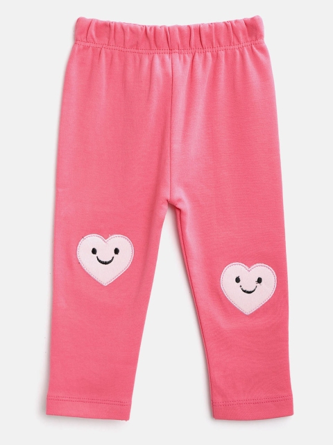 

Moms Love Infant Girls Pink Pure Cotton Heart Applique Ankle-Length Leggings