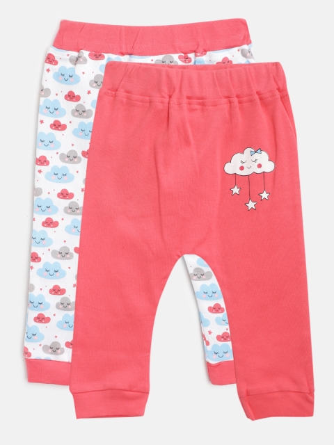 

Moms Love Infant Girls Pack of 2 Assorted Pure Cotton Drop Crotch Joggers