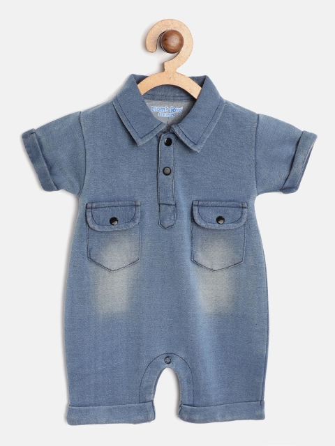 

Moms Love Infant Boys Blue Faded Pure Cotton Rompers