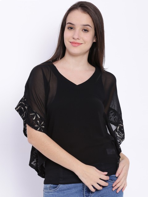 

Riot Black Sheer Polyester Kaftan Top