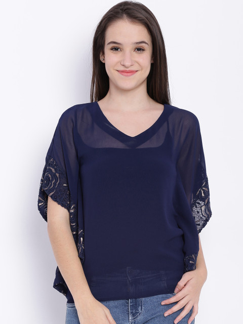 

Riot Blue Sheer Polyester Kaftan Top