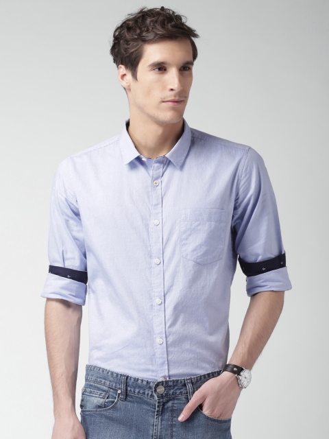

Mast & Harbour Men Blue Regular Fit Solid Casual Shirt