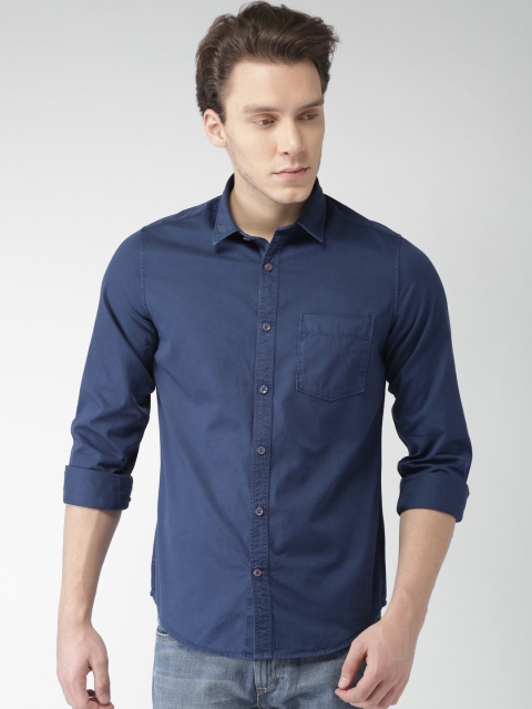 

Mast & Harbour Men Navy Regular Fit Solid Casual Shirt, Navy blue