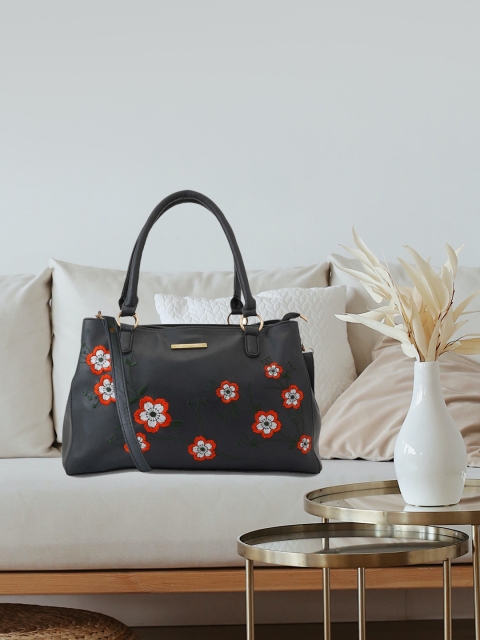 

Lapis O Lupo Black Self Design Handheld Bag