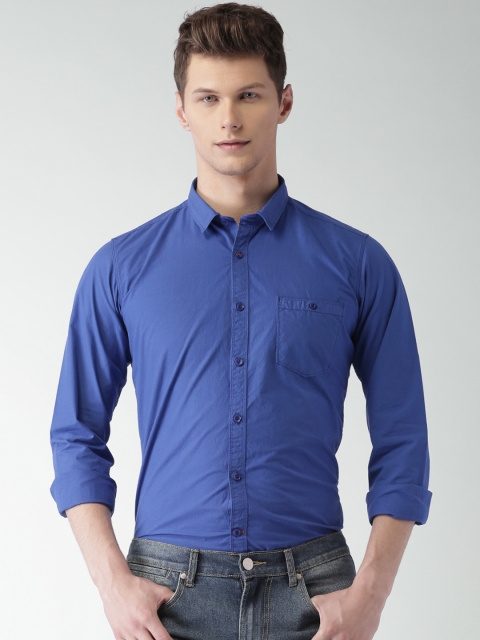 

Mast & Harbour Men Blue Regular Fit Solid Casual Shirt