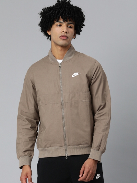 

Nike Men Beige NSW SPE Woven Solid Standard Fit Bomber Jacket