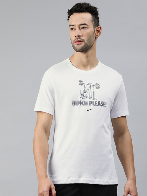 

Nike Men White Printed Round Neck T-shirt