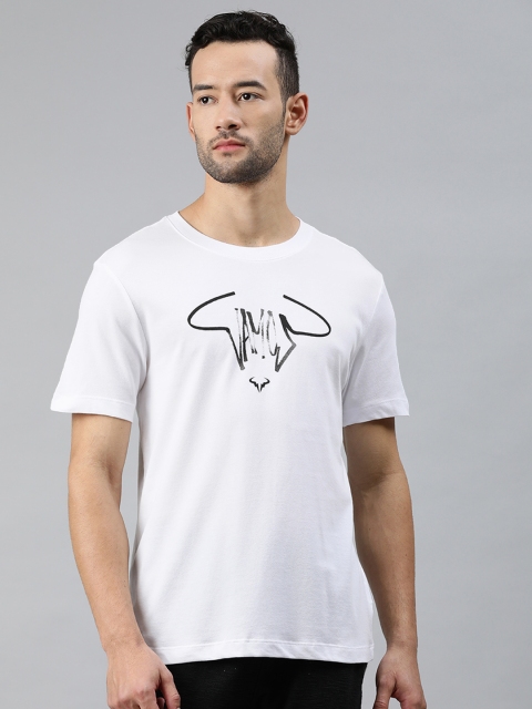 

Nike Men White Printed Round Neck DRI-FIT RAFA NKCT VAMOS T-shirt