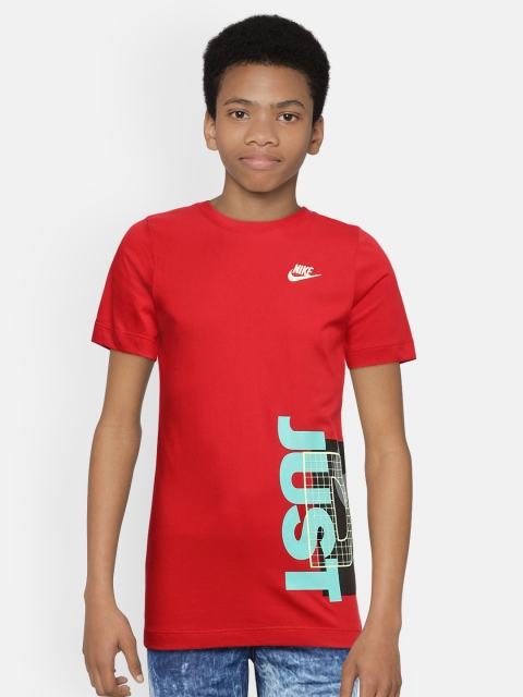 

Nike Boys Red Brand Logo Round Neck Pure Cotton T-shirt