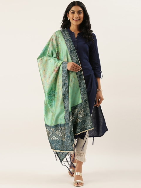 

LADUSAA Sea Green & Blue Printed Dupatta