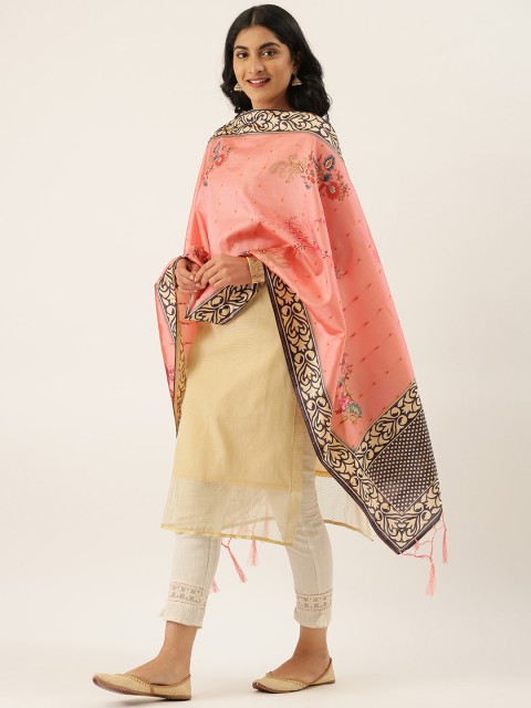 

LADUSAA Pink Printed Dupatta