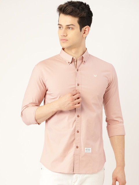 

RED & BLUE Men Pink Regular Fit Solid Casual Shirt