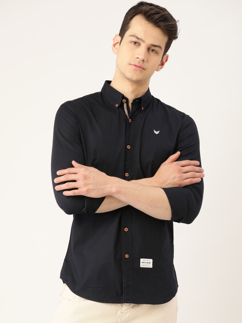 

RED & BLUE Men Navy Blue Regular Fit Solid Casual Shirt