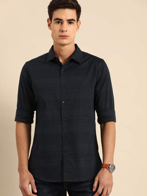 

Being Human Men Navy Blue Slim Fit Checked Casual Shirt
