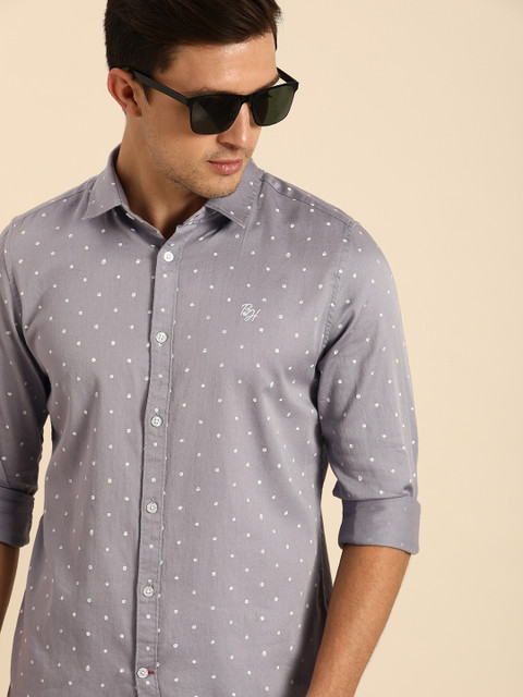 

Being Human Men Grey & White Slim Fit Printed Casual Shirt