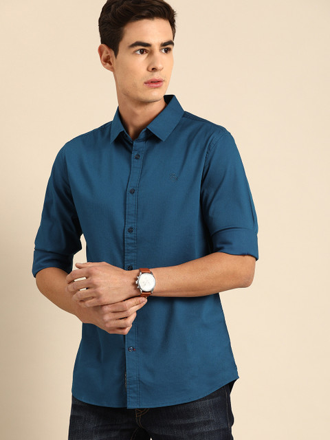 

Being Human Men Teal Blue Slim Fit Solid Casual Shirt