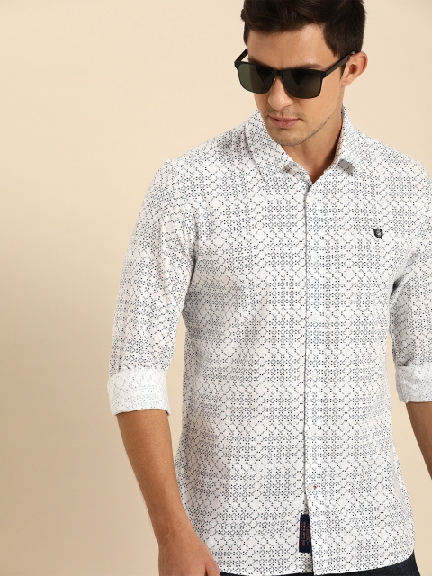 

Being Human Men Navy Blue & White Slim Fit Printed Casual Shirt