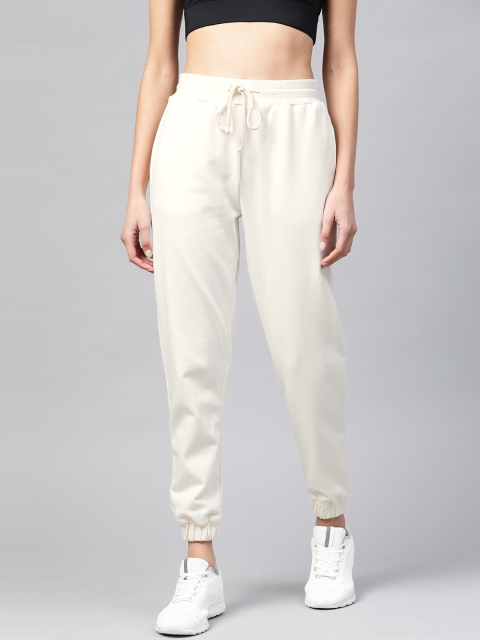 

Fitkin Women Off White Solid Straight Fit Joggers