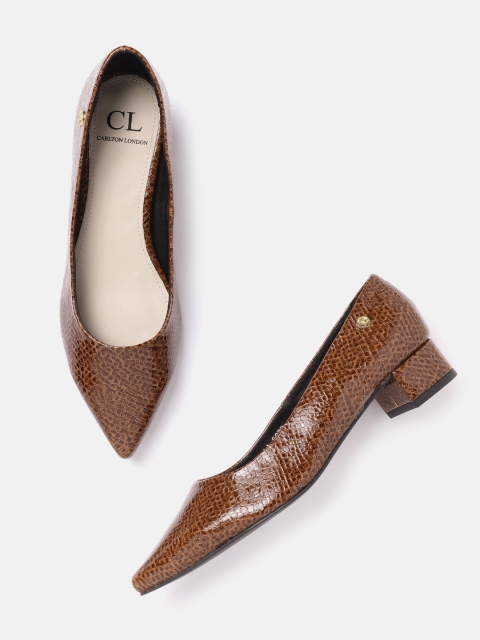 

Carlton London Women Brown Snakeskin Textured Pumps