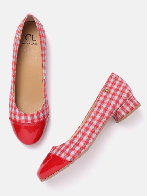 

Carlton London Women Red & Blue Checked Ballerinas