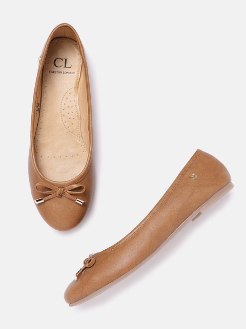 

Carlton London Women Brown Solid Bow Detail Ballerinas