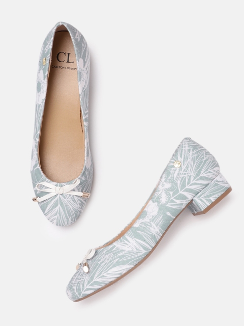 

Carlton London Women Sea Green & White Floral Printed Ballerinas with Bow Detail