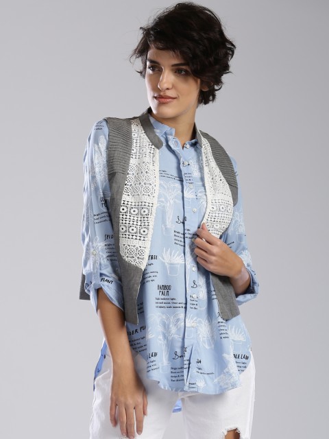

W Grey Melange Crochet Detail Crop Jacket