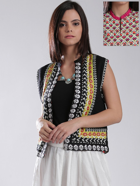 

W Multicoloured Printed Reversible Ethnic Jacket, Multi