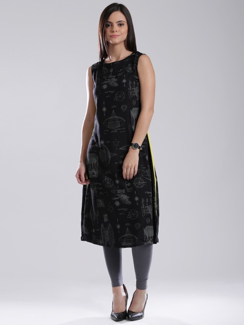 

W Black Printed Kurta