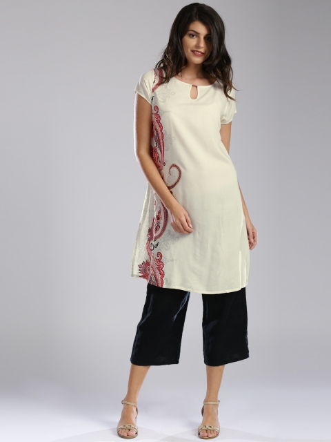 

W Off-White Printed Maternity Kurta